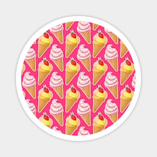 Kawaii pink pattern with pink strawberry ice cream Magnet